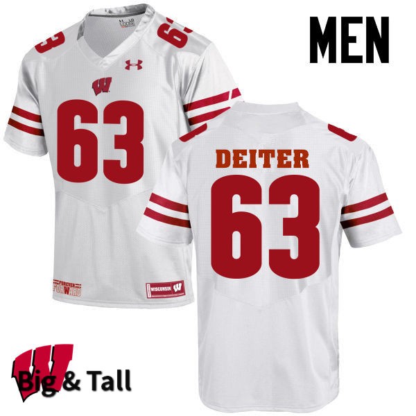 Wisconsin Badgers Men's #63 Michael Deiter NCAA Under Armour Authentic White Big & Tall College Stitched Football Jersey LN40R62RP